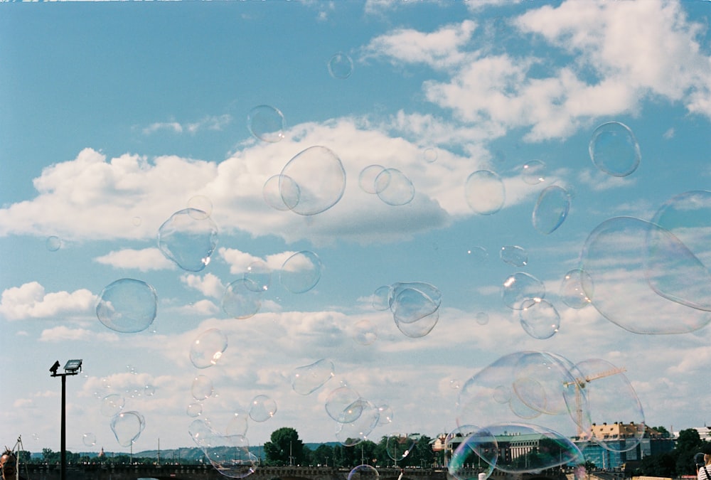 a group of bubbles in the air