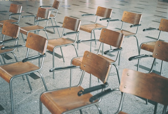 a group of empty chairs