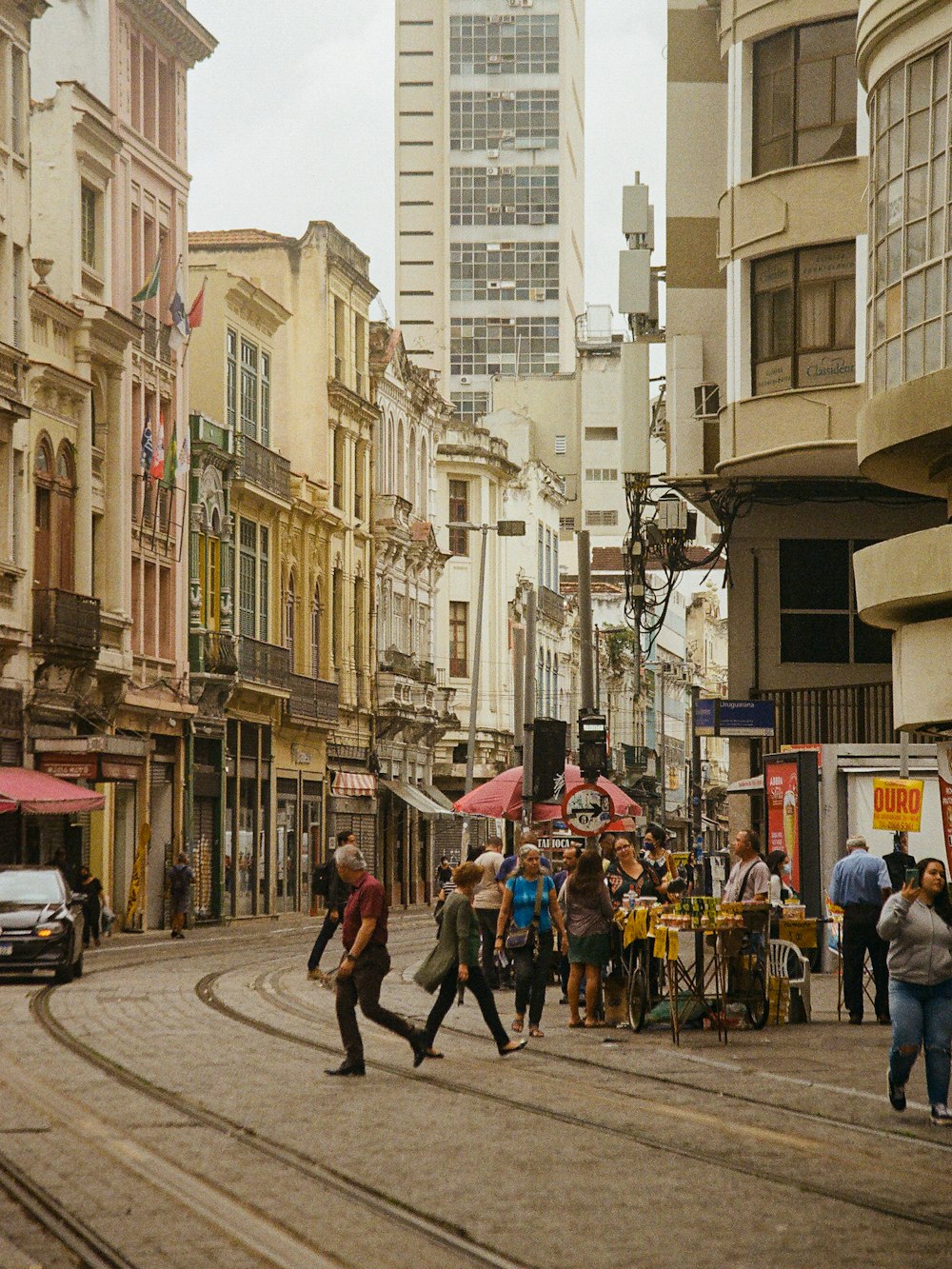 people walking on a street