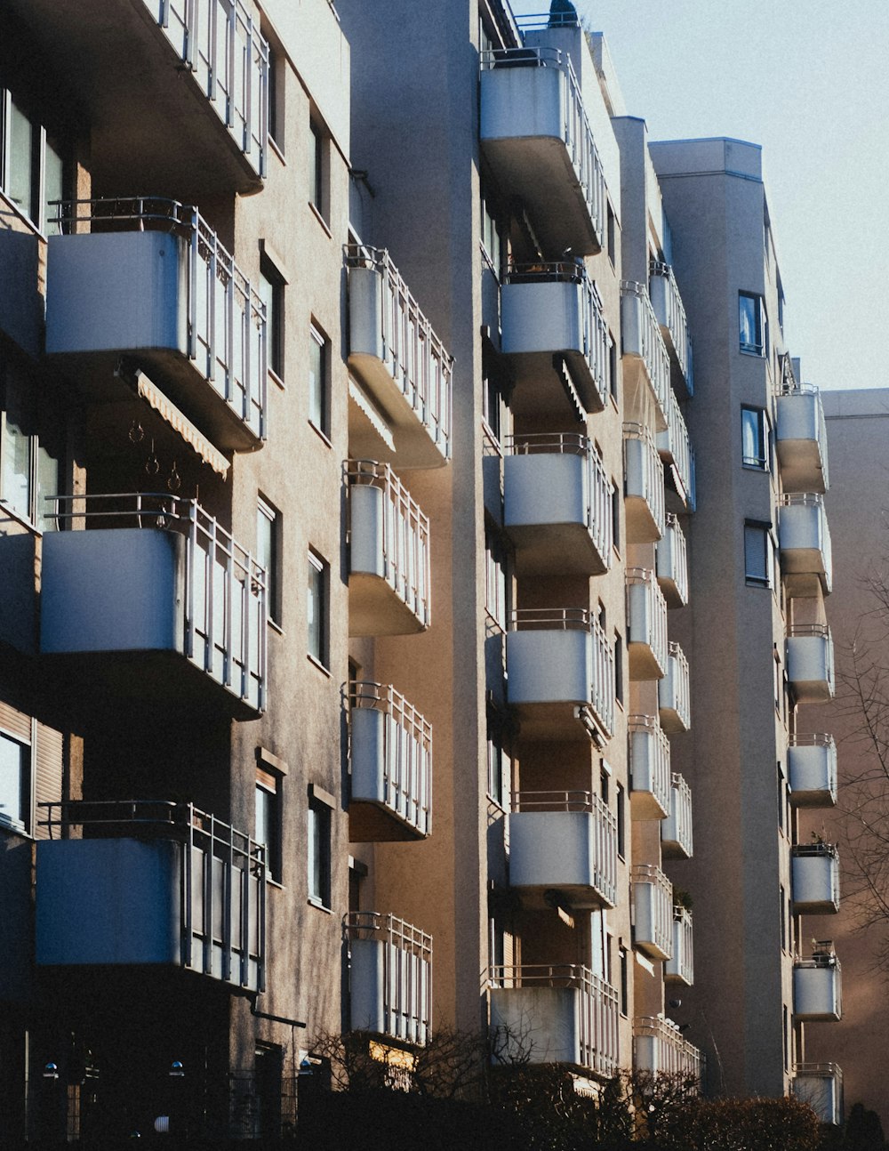 a row of apartment buildings