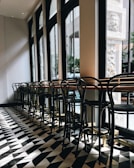 A stylish café interior with custom frosted films.