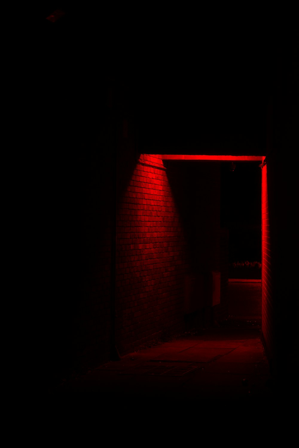 a red light in a dark room
