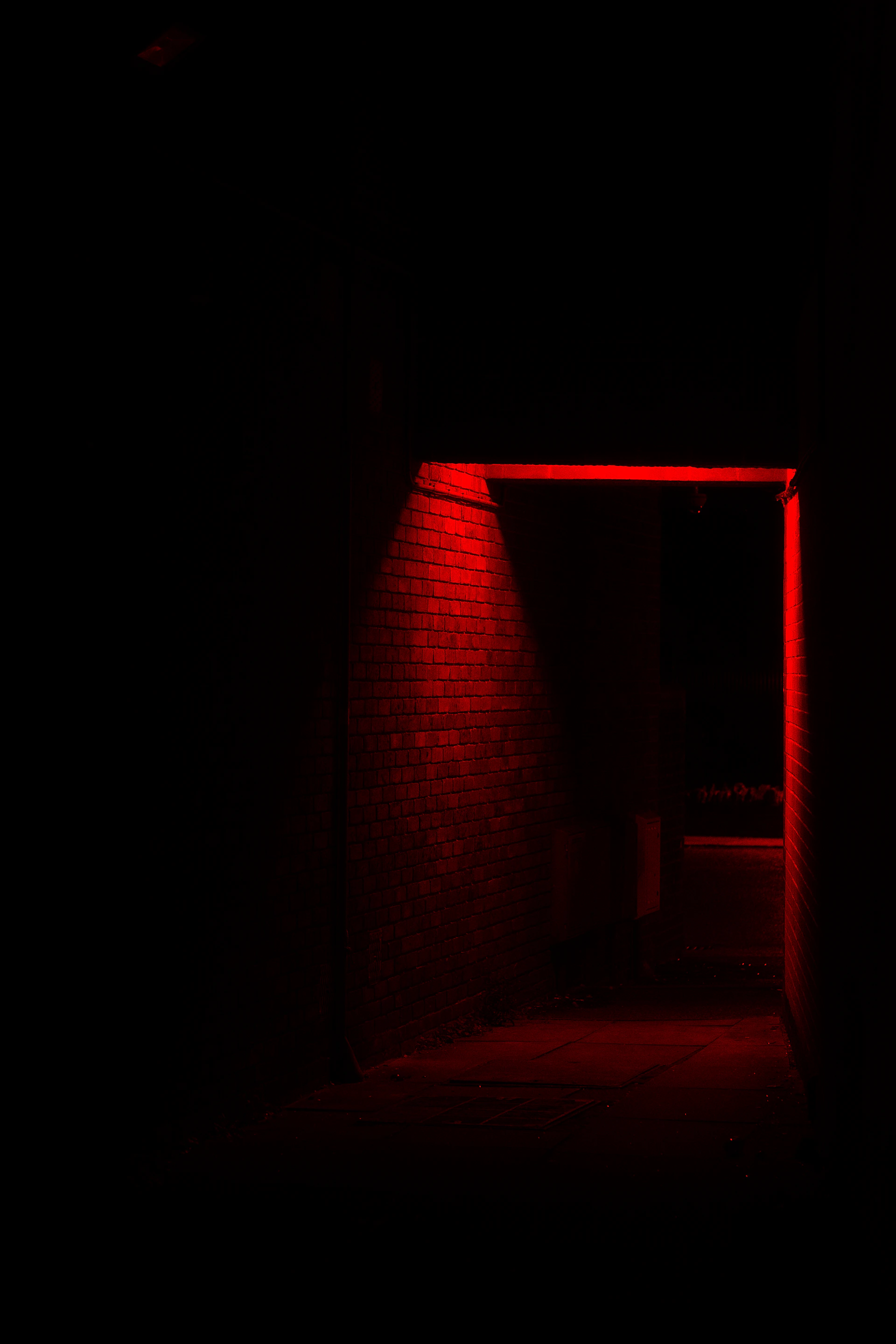 a red light in a dark room