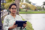 a person holding a tablet