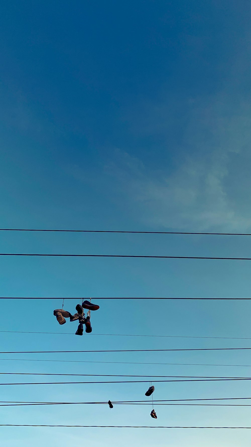 a group of people on a power line