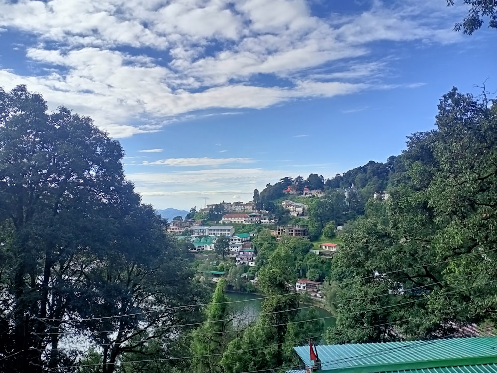 a view of a town from a hill