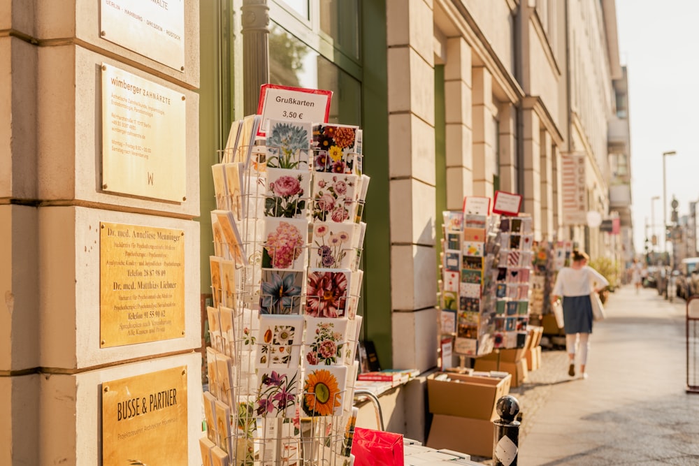 a street with signs and posters on it