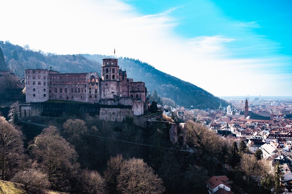 a large castle on a hill