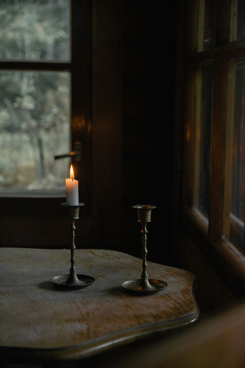 a candle on a table