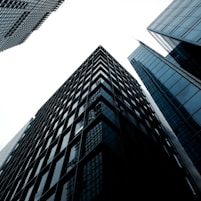 a low angle view of tall buildings