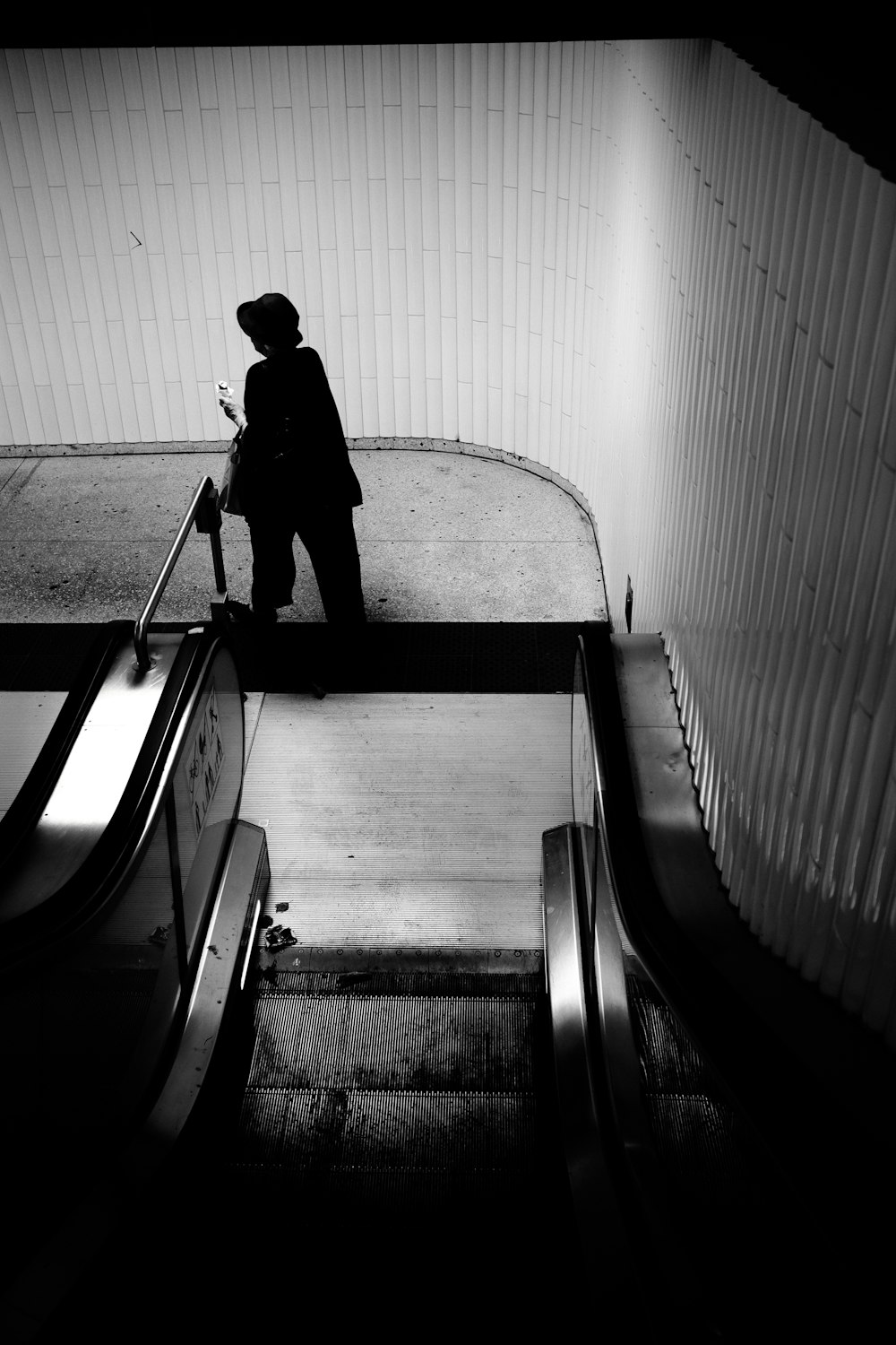 a person walking down a flight of stairs