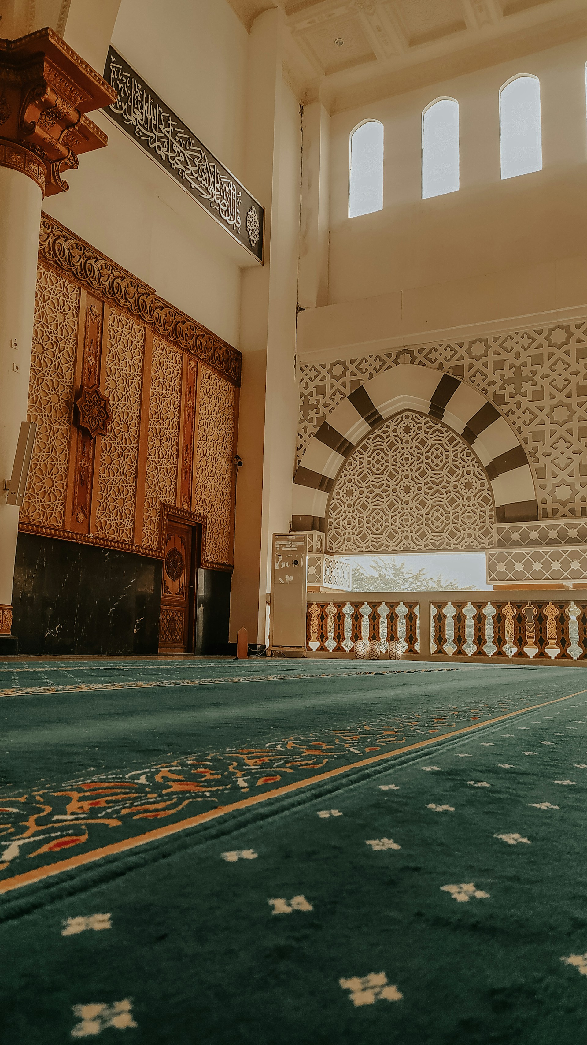 a large room with a pool