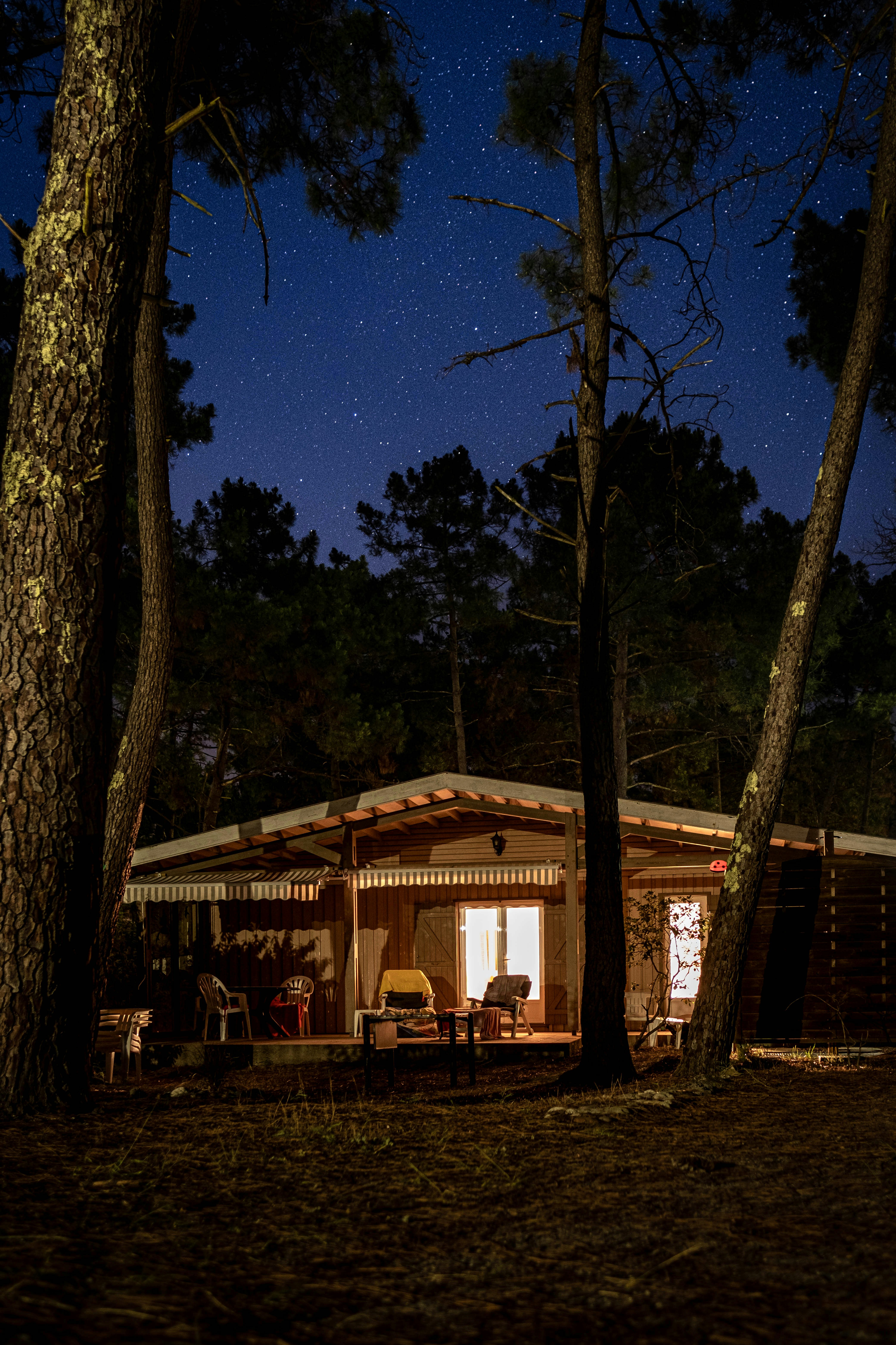 une maison entourée d’arbres