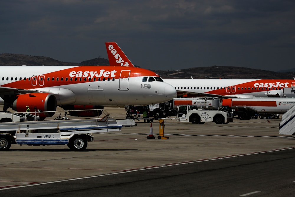 an airplane is being prepared for a flight