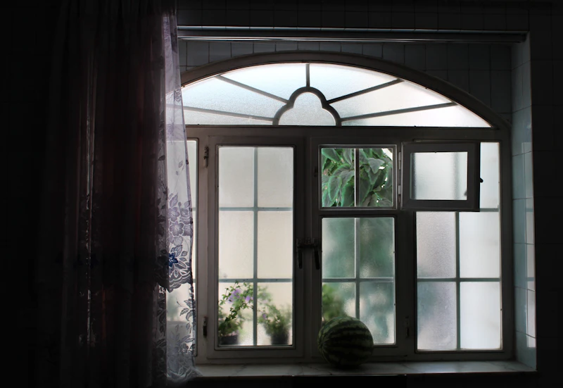 Ventana PVC con planta en el interior de una vivienda