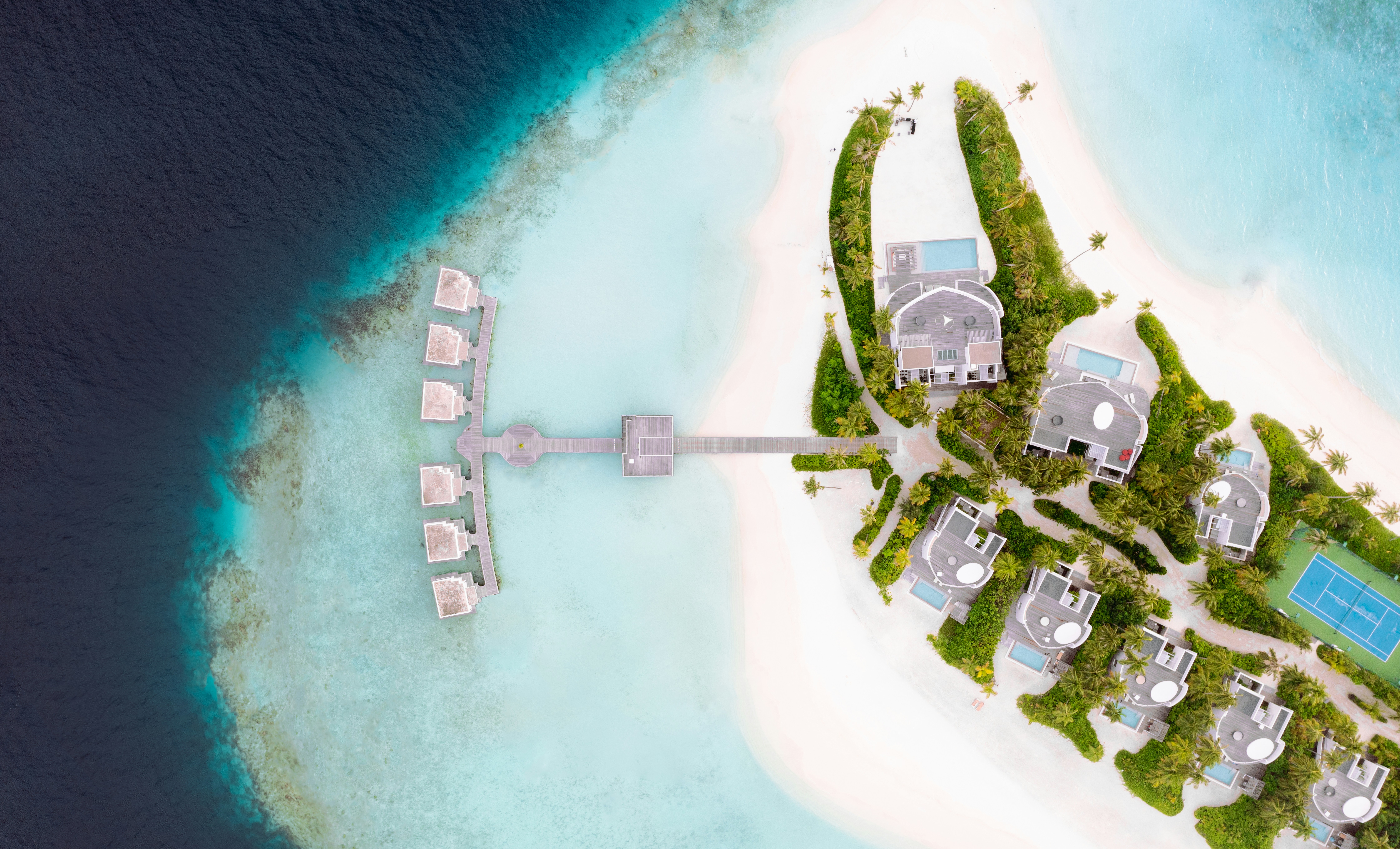 Overwater villas and turquoise lagoons in the Maldives