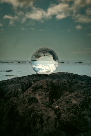 A serene image of a crystal ball surrounded by candles.