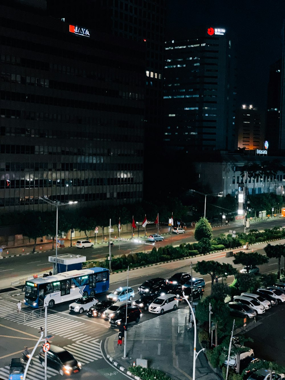 a city street with traffic