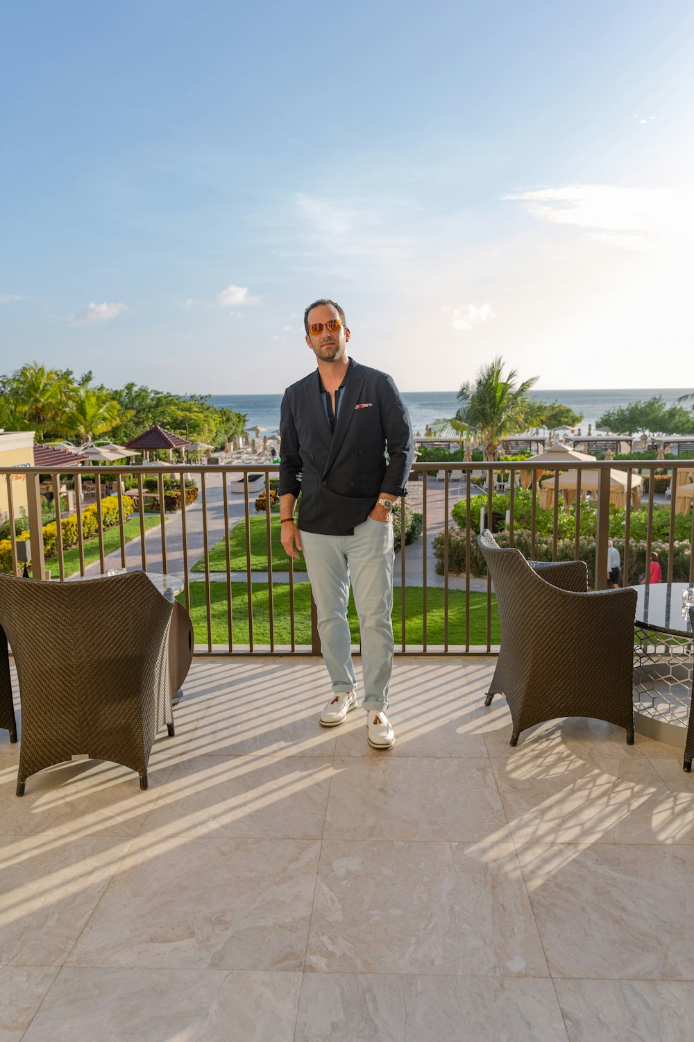 a person standing on a balcony