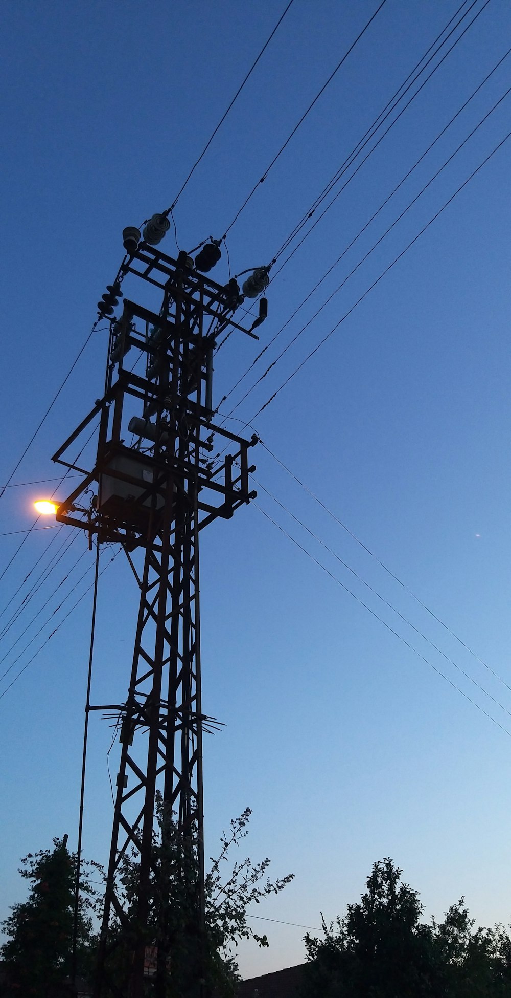 a group of people on a power line