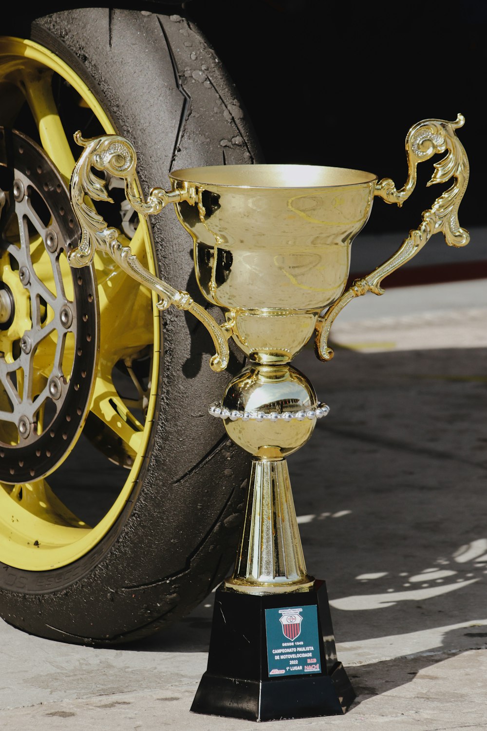 a gold and black trophy