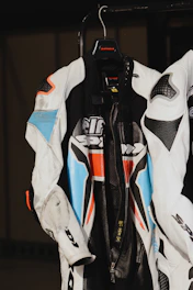 a black and orange jacket