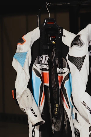 a black and orange jacket