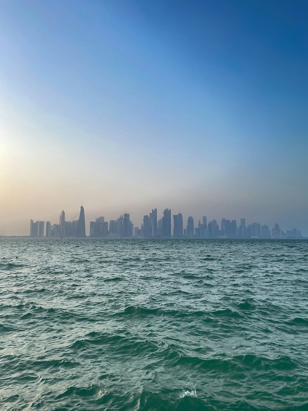 a city skyline across the water