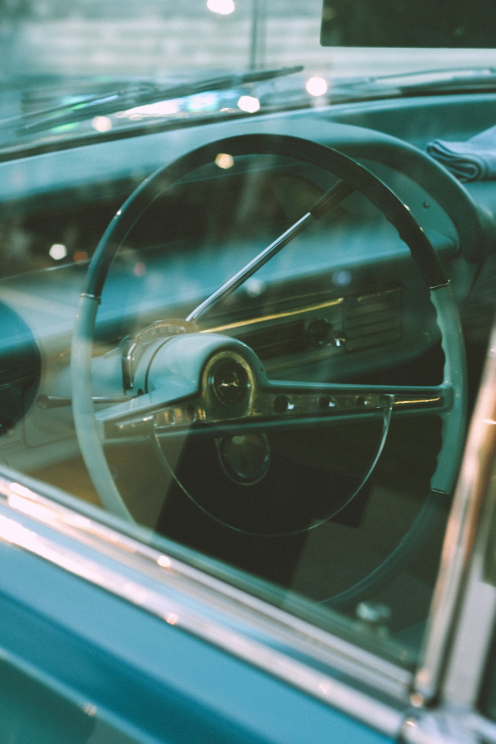 a steering wheel and dashboard of a car