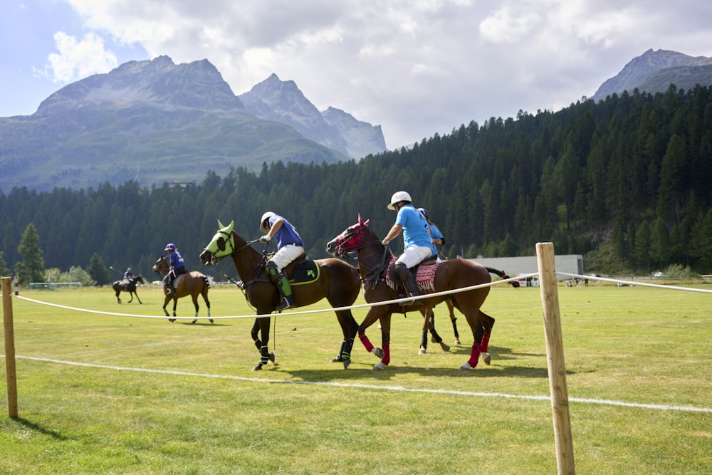 jockeys racing horses on a track