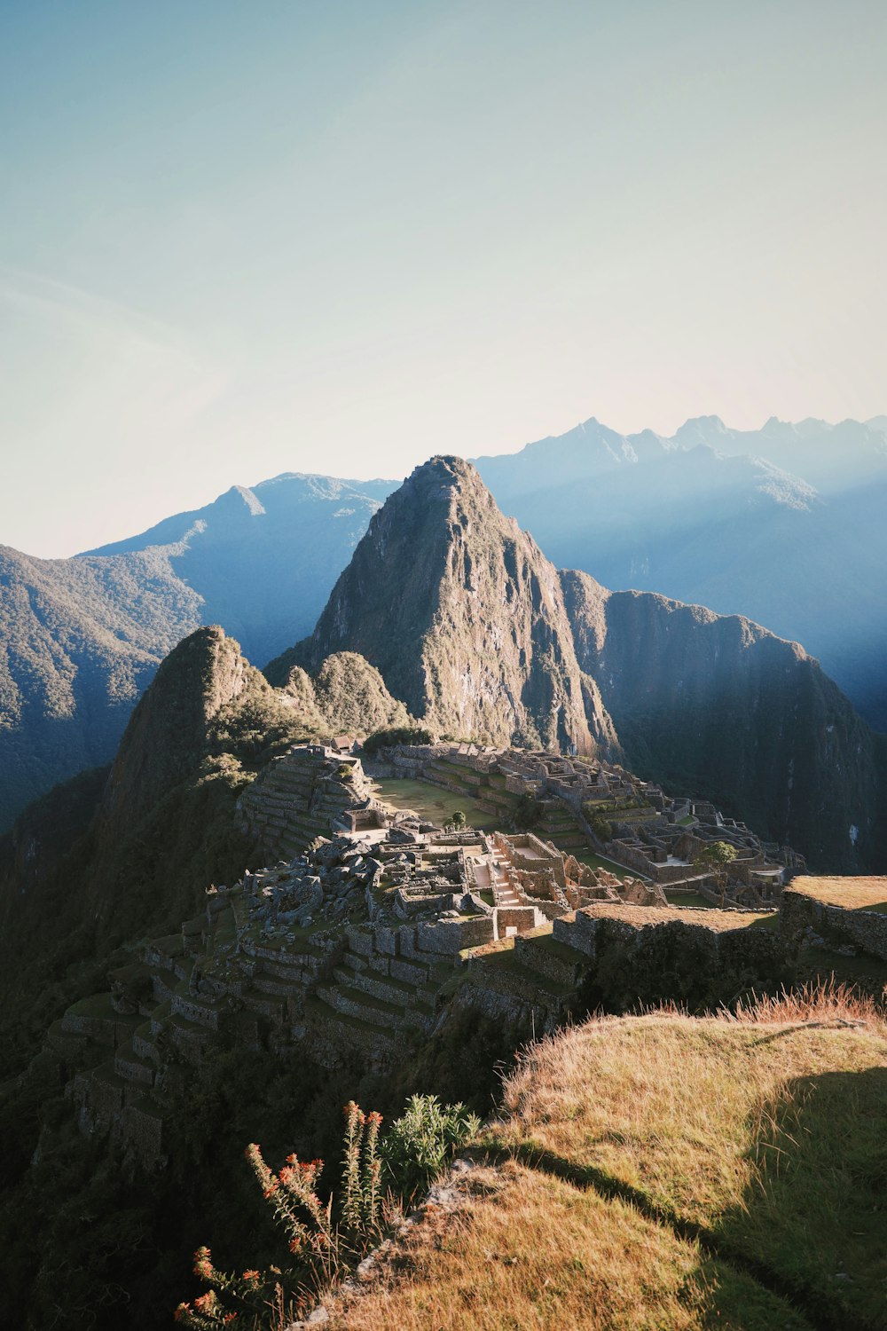 a landscape with mountains and trees