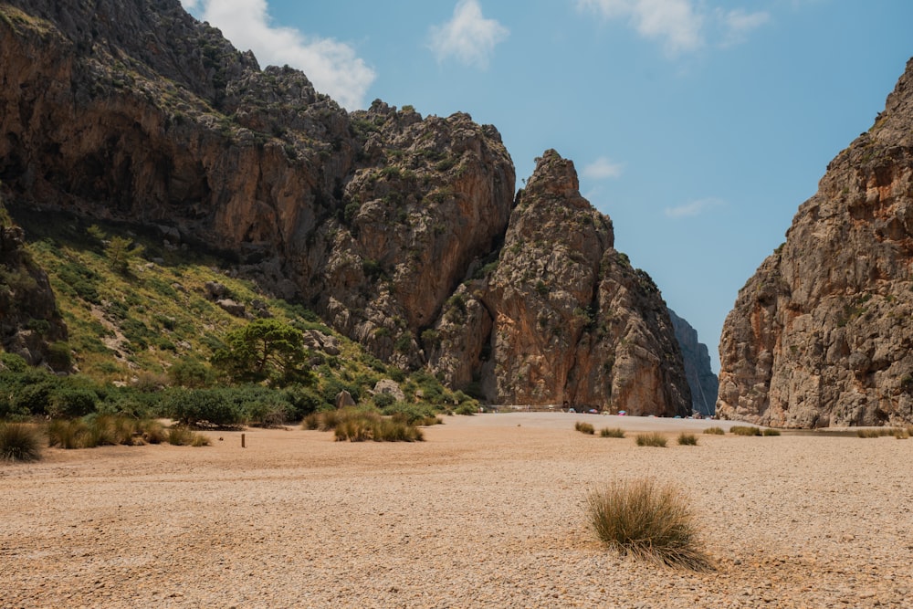 a desert landscape with large rocks