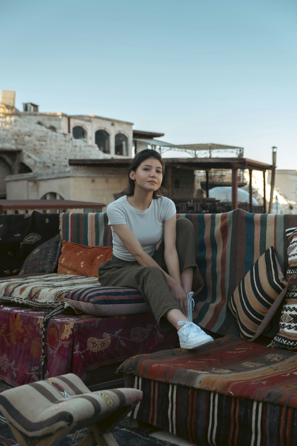 a person sitting on a couch