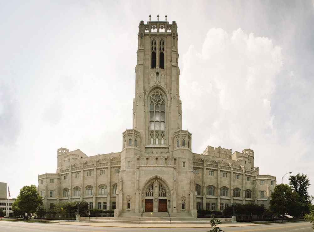 a large building with a tower