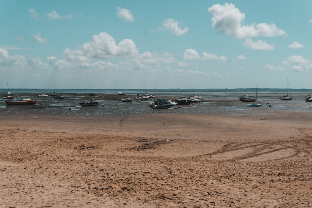 a beach with boats in it