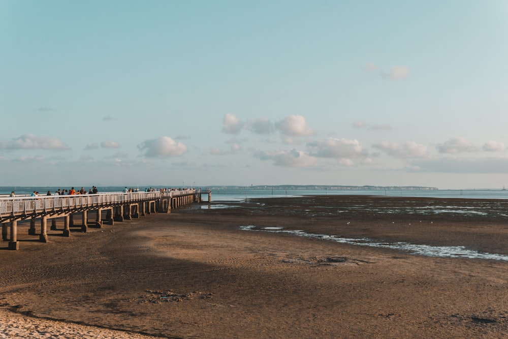 a pier on a beach