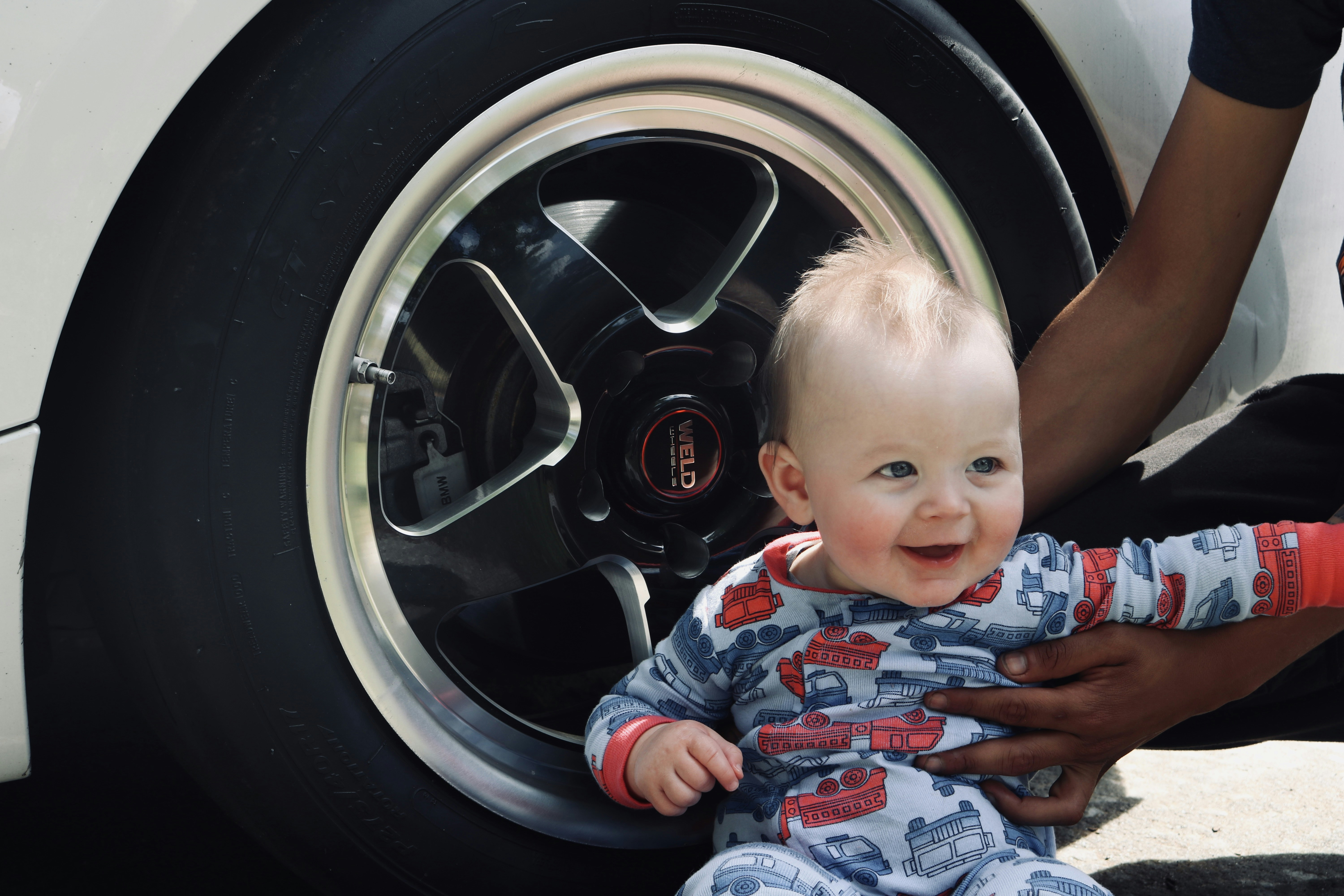 a baby in a car