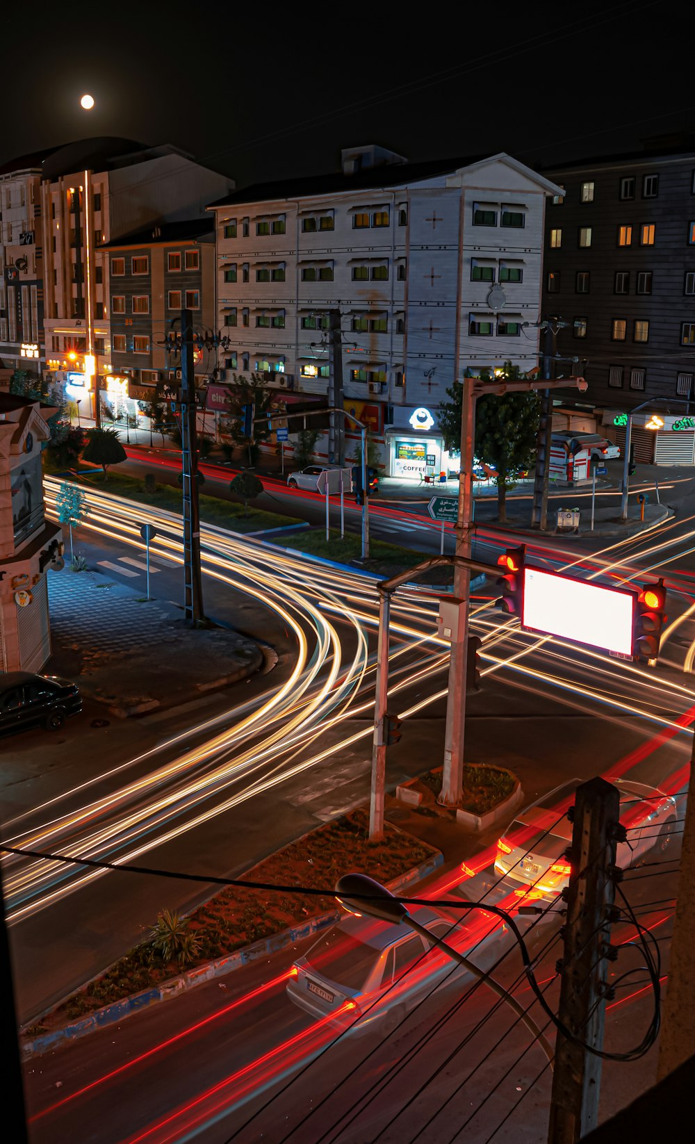 a city street at night