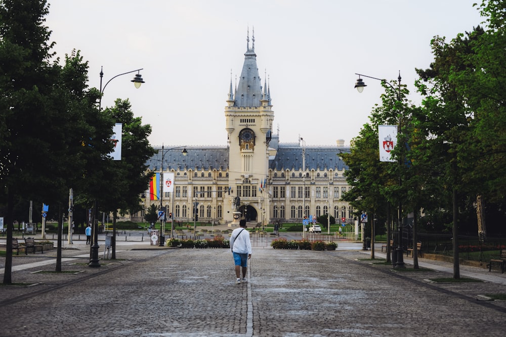 a person walking on a wet street