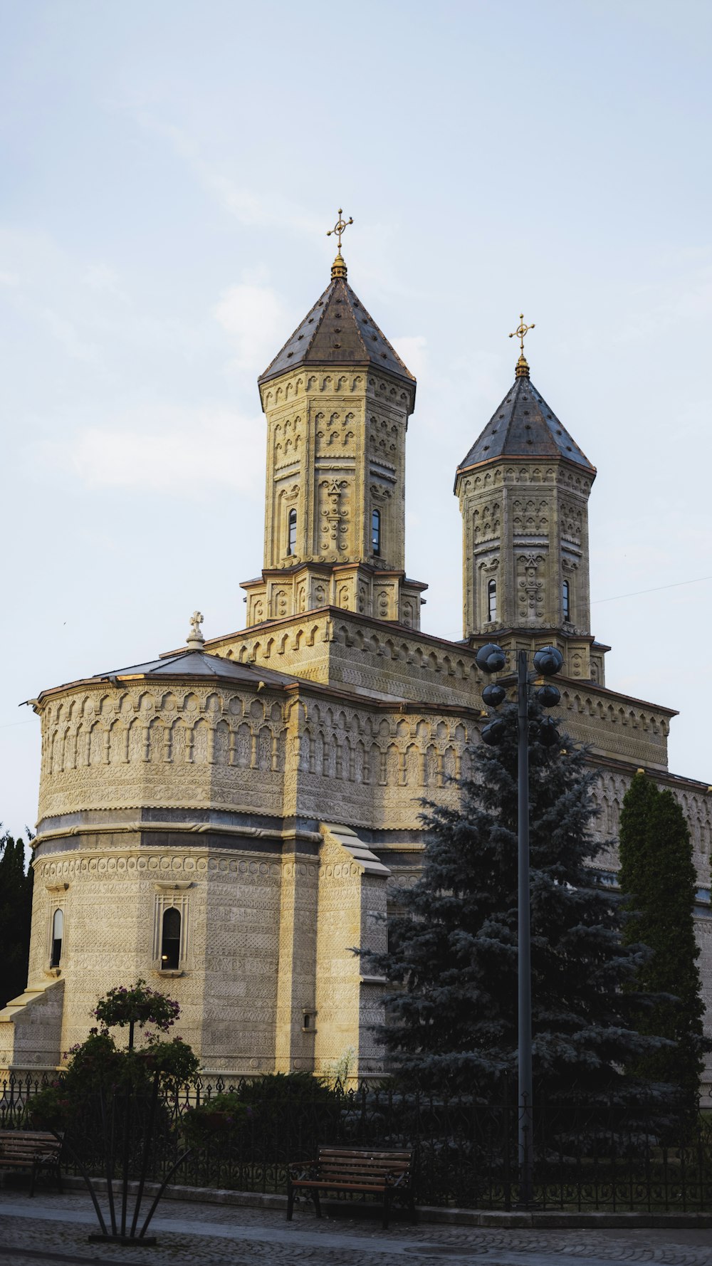 a large building with a tower