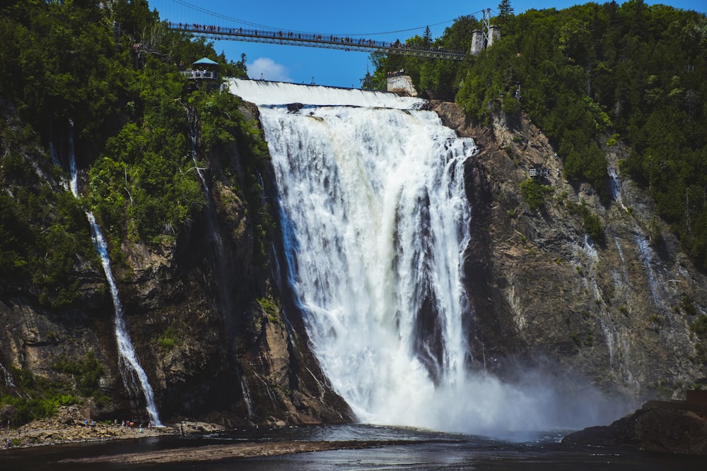 Montmorency Falls with a bridge in the background