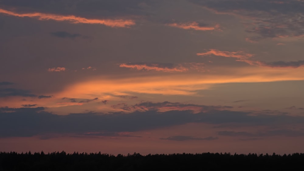 a sunset over trees