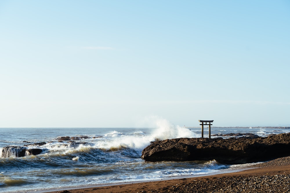 waves crashing on rocks