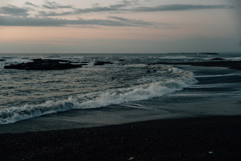 waves crashing on a beach