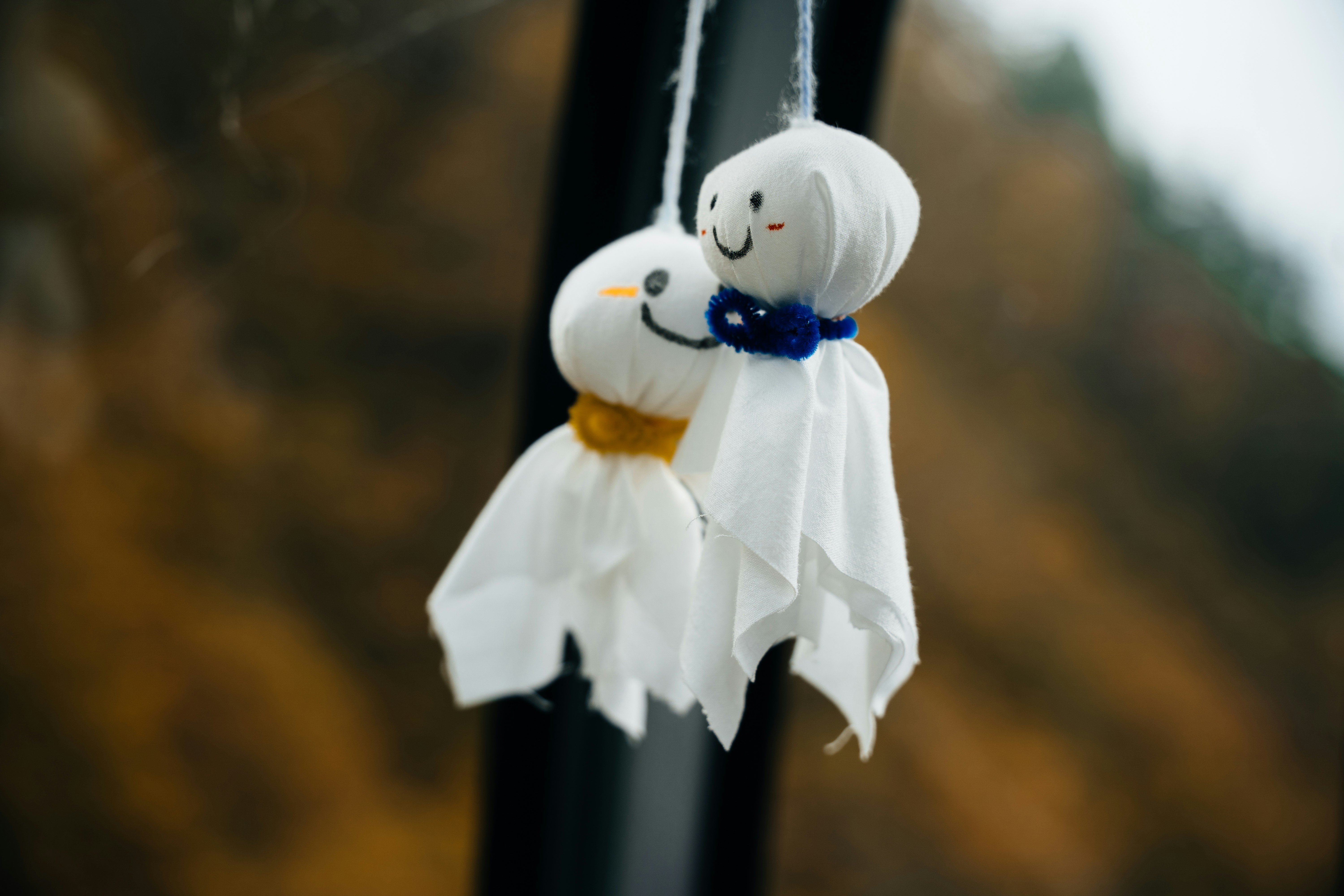A stock photo with two happy ghosts.