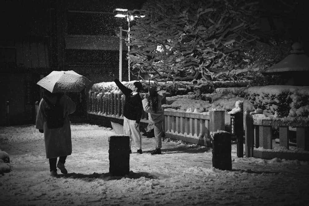 people standing in the snow