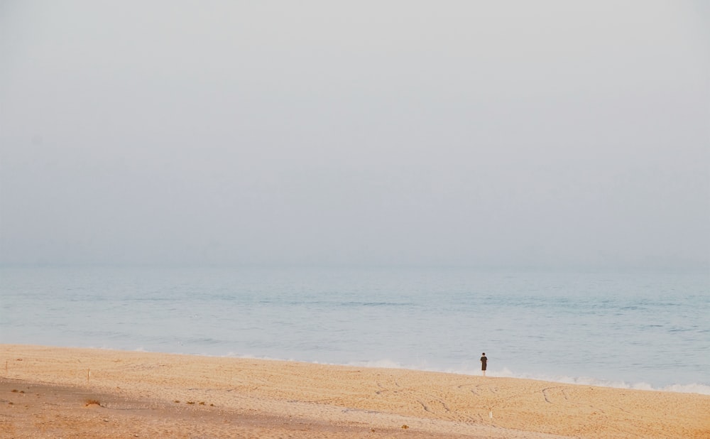 a person standing on a beach