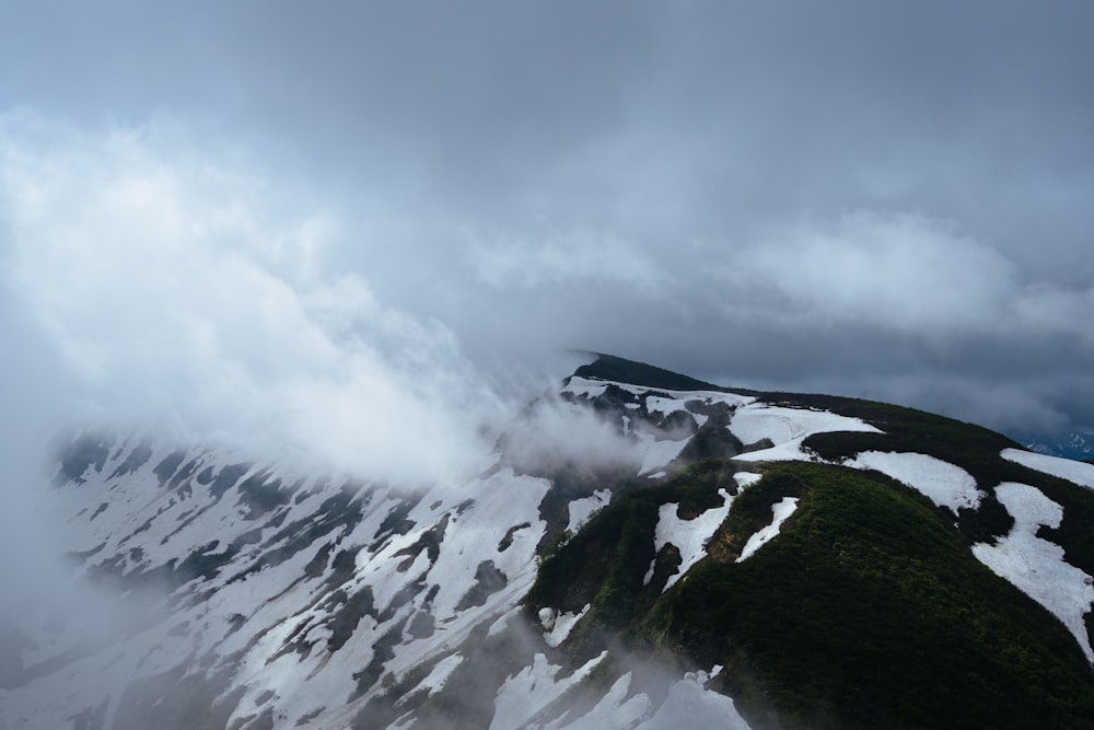 a mountain with snow