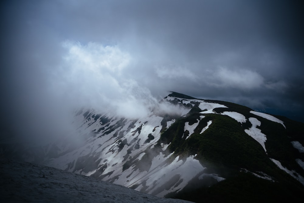 a mountain with snow