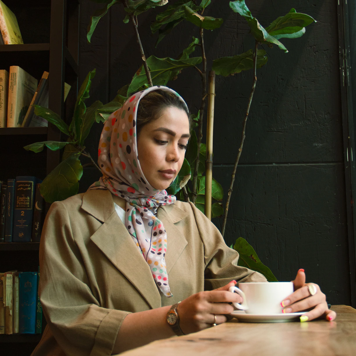 a person sitting at a table
